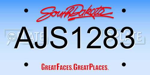 AJS1283 South Dakota License Plate