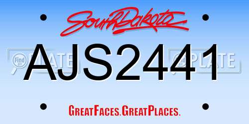 AJS2441 South Dakota License Plate