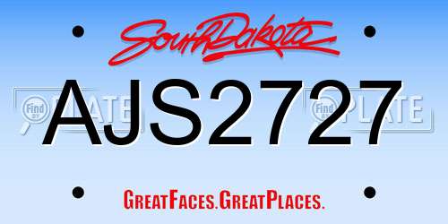 AJS2727 South Dakota License Plate