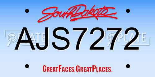 AJS7272 South Dakota License Plate