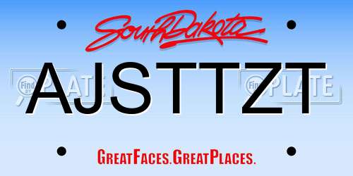 AJSTTZT South Dakota License Plate