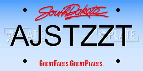 AJSTZZT South Dakota License Plate