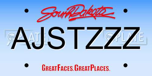 AJSTZZZ South Dakota License Plate