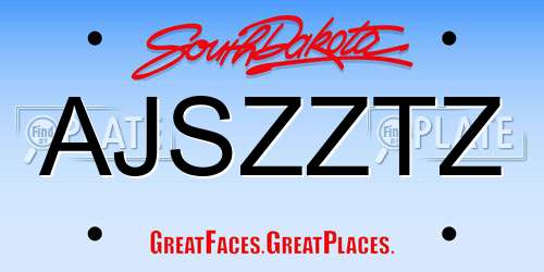 AJSZZTZ South Dakota License Plate