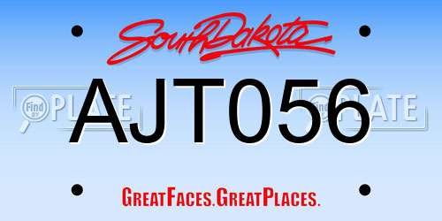 AJT056 South Dakota License Plate