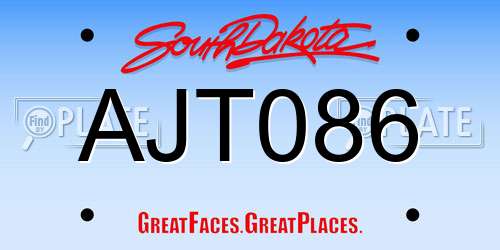 AJT086 South Dakota License Plate