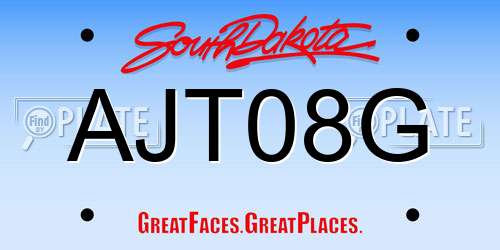 AJT08G South Dakota License Plate