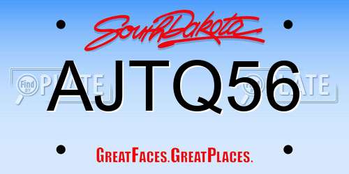 AJTQ56 South Dakota License Plate