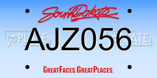 AJZ056 South Dakota License Plate