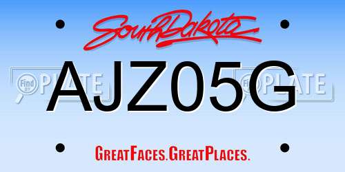 AJZ05G South Dakota License Plate