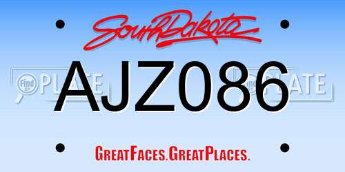 AJZ086 South Dakota License Plate