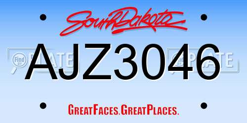 AJZ3046 South Dakota License Plate