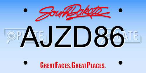 AJZD86 South Dakota License Plate