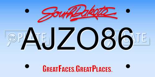 AJZO86 South Dakota License Plate