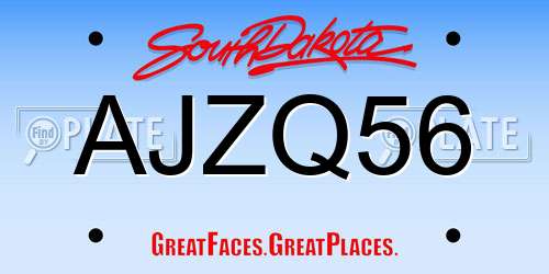 AJZQ56 South Dakota License Plate