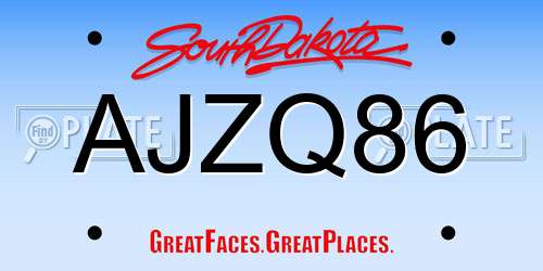 AJZQ86 South Dakota License Plate