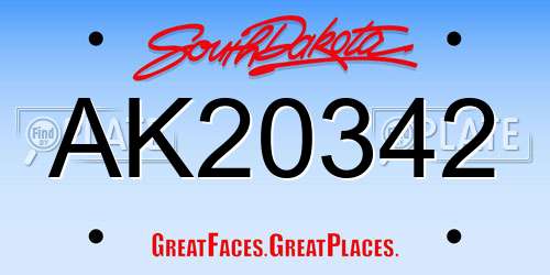 AK20342 South Dakota License Plate
