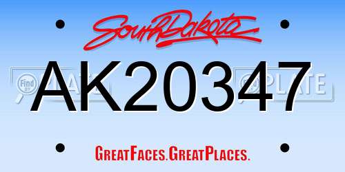 AK20347 South Dakota License Plate