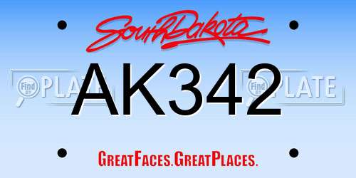 AK342 South Dakota License Plate