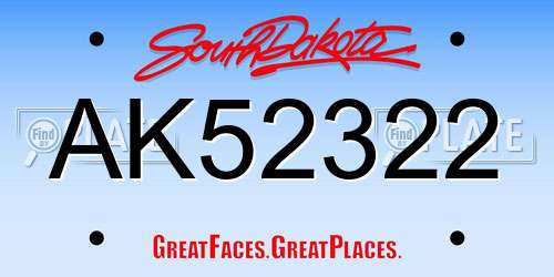 AK52322 South Dakota License Plate