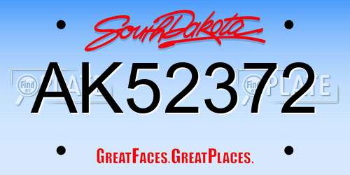 AK52372 South Dakota License Plate