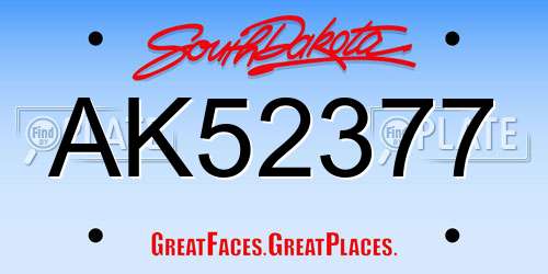 AK52377 South Dakota License Plate