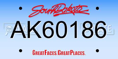 AK60186 South Dakota License Plate