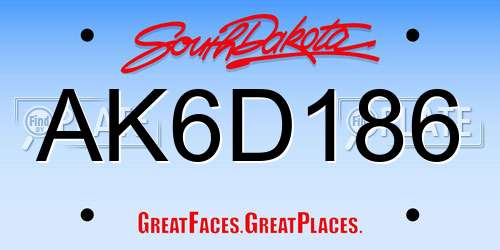 AK6D186 South Dakota License Plate