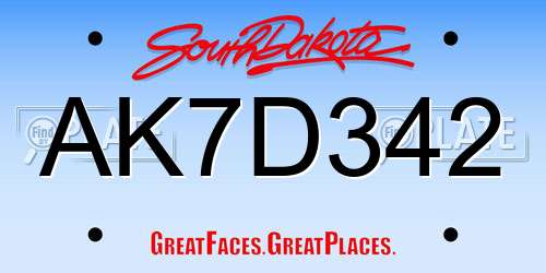 AK7D342 South Dakota License Plate