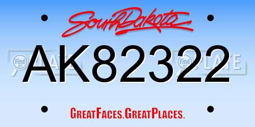 AK82322 South Dakota License Plate