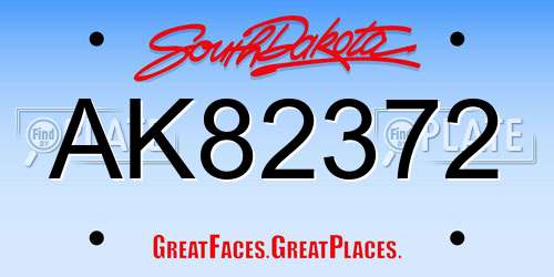 AK82372 South Dakota License Plate
