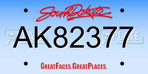AK82377 South Dakota License Plate