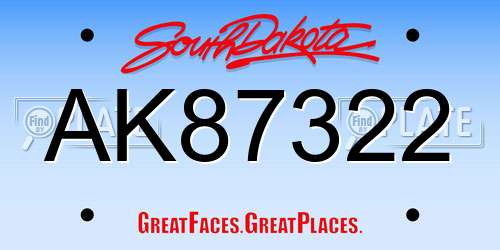 AK87322 South Dakota License Plate