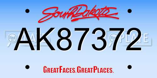 AK87372 South Dakota License Plate