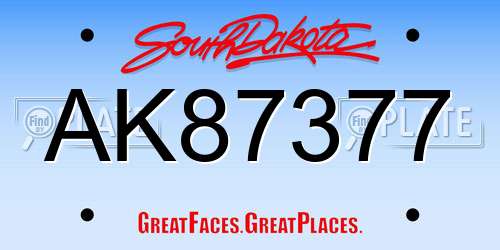 AK87377 South Dakota License Plate