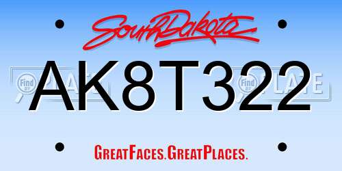 AK8T322 South Dakota License Plate