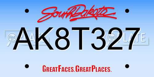 AK8T327 South Dakota License Plate