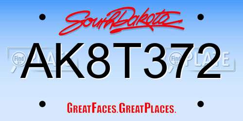 AK8T372 South Dakota License Plate