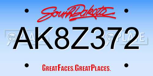 AK8Z372 South Dakota License Plate