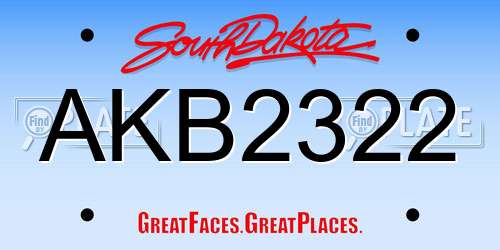 AKB2322 South Dakota License Plate