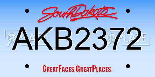 AKB2372 South Dakota License Plate