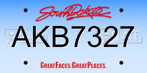 AKB7327 South Dakota License Plate