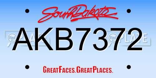 AKB7372 South Dakota License Plate