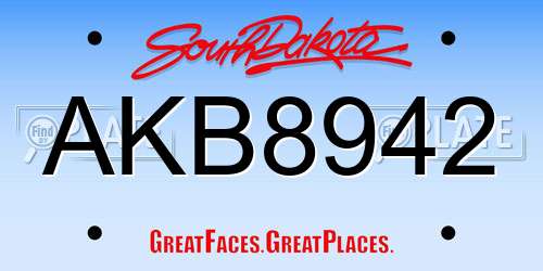 AKB8942 South Dakota License Plate