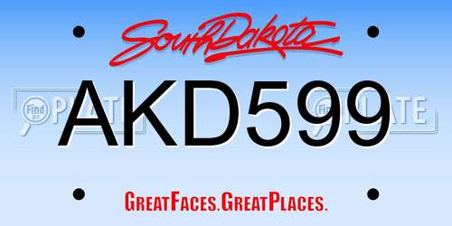 AKD599 South Dakota License Plate