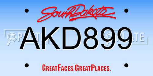AKD899 South Dakota License Plate