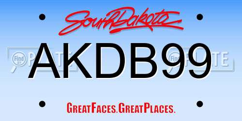 AKDB99 South Dakota License Plate