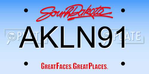AKLN91 South Dakota License Plate