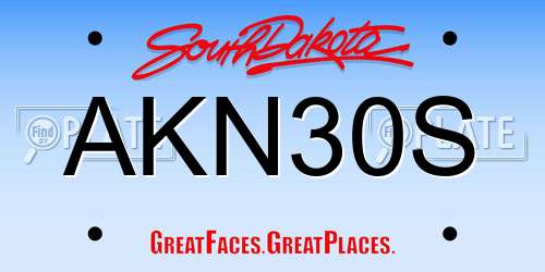AKN30S South Dakota License Plate