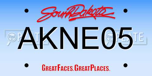 AKNE05 South Dakota License Plate